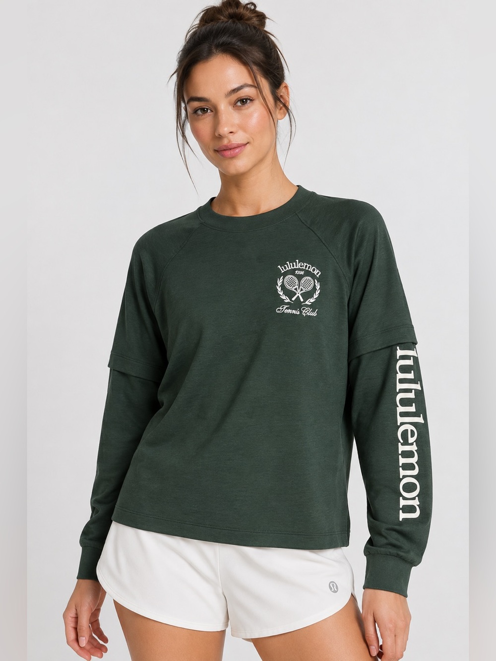 #972 Lululemon Layered Long Sleeve Tennis Club Legacy Green Approx Size 4